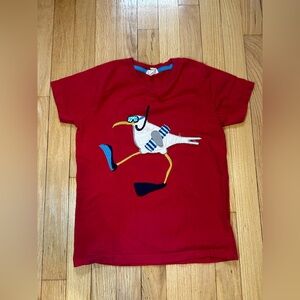 Boden Red Kids Tee with Diving Bird Design